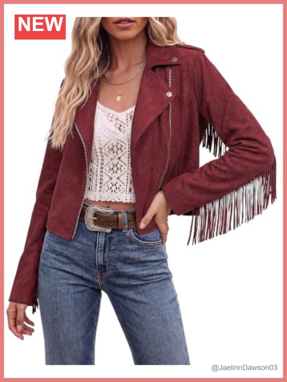 Faux Suede Fringe Jacket Womens Cropped Western Zip Up Casual